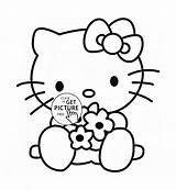 Coloring Kitty Hello Pages Kids Girls Colouring Printable Print Flowers Visit Cartoon Easy Coloringhome sketch template