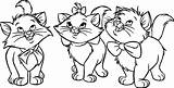 Coloring Pages Cats Kitten Cat Printable Kittens Marie Aristocats Puppy Three Disney Little Kitty Sheets Clipart Color Easy Animation Movies sketch template