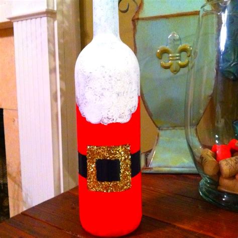 Hand Painted Santa Wine Bottle With Images Hand