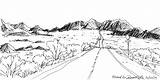 Drawing Desert Road Landscape Valley Monument Sketch Coloring Sedona Draw Arizona Works Drawings Highway Location Pages Template Way Paintingvalley sketch template