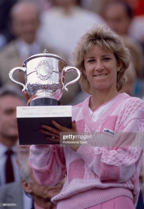 Chris Evert Lloyd Of The Usa Poses With The Trophy After Defeating