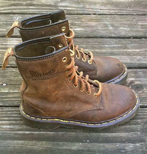 vintage   martens brown oiled leather  hole lace ups unisex womens size   boys size