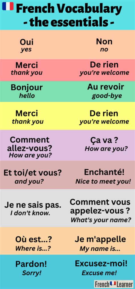 french vocabulary  lists  beginners learning tips
