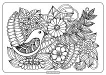 printable  bird  flowers coloring page  printable coloring