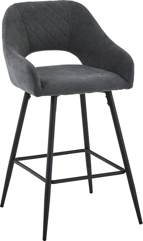 ainpecca bar stool charcoal grey linen fabric upholstered seat