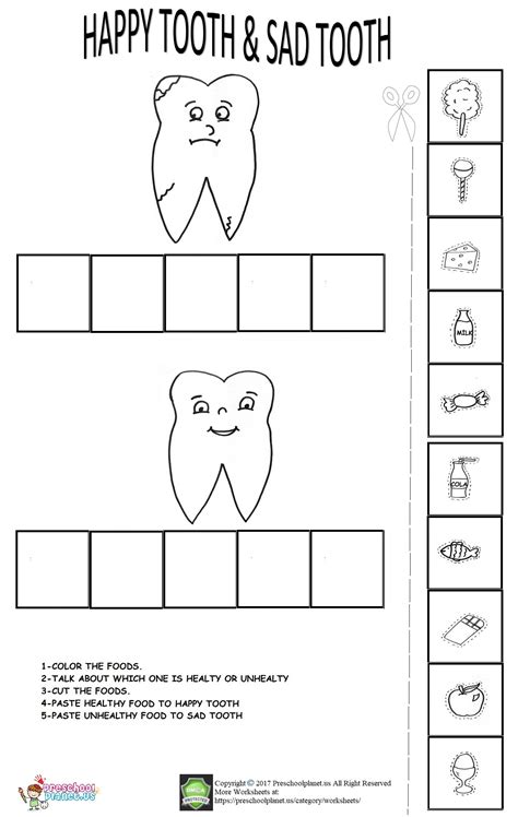 printable dental health worksheets