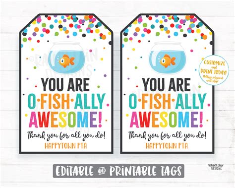fish ally awesome tag goldfish gift tag fish employee apprec