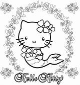 Kitty Mermaid Hello Coloring Pages Easy Beach Printable Getcolorings Color sketch template