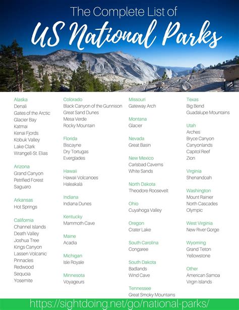 printable list  national parks     national sexiz pix