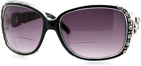 Womens Bifocal Lens Sunglasses Oversized Square Rhinestone