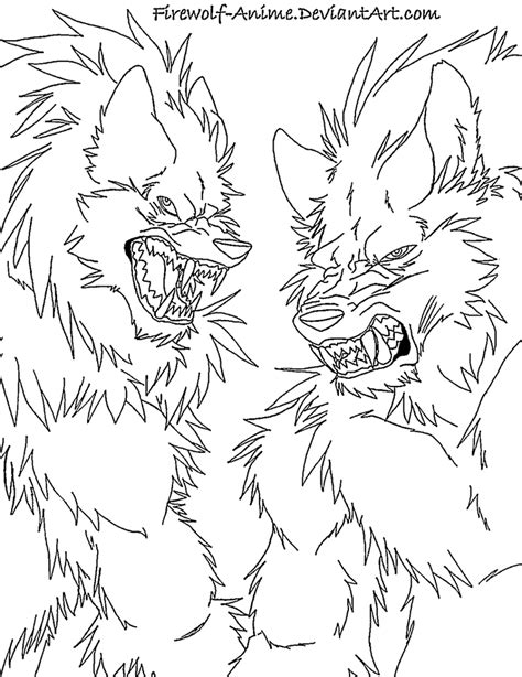 werewolves lineart  firewolf anime  deviantart