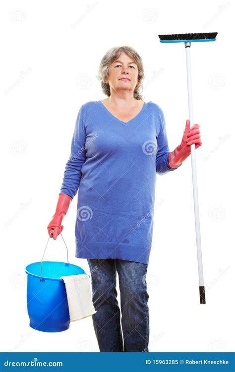 elderly woman  cleaning stock image image  cloth copy
