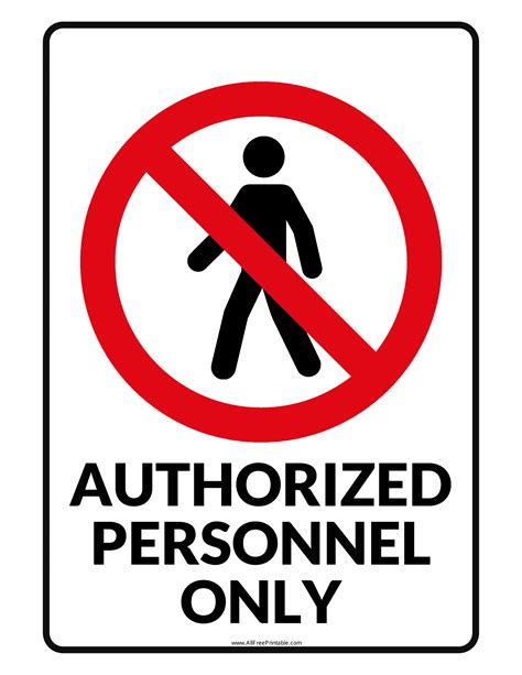 printable authorized personnel  sign printable world holiday