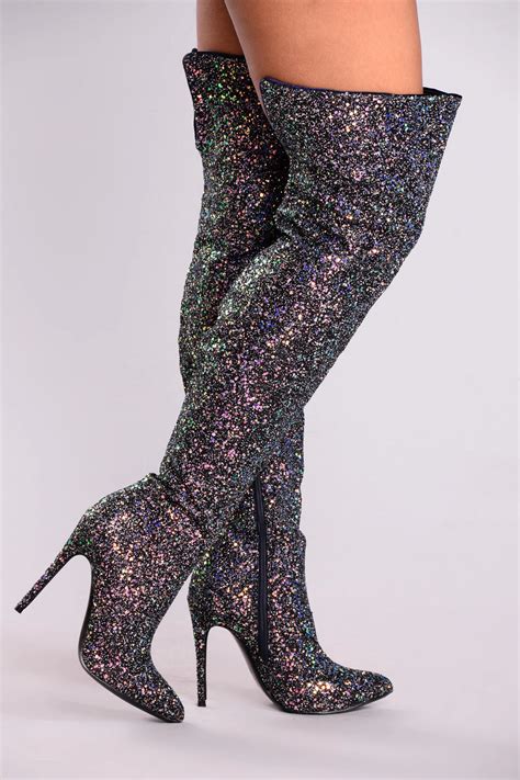 just add glitter over the knee boot black