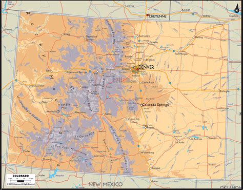 physical map  colorado state ezilon maps