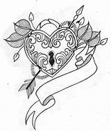 Heart Drawing Locket Lock Key Tattoo Drawings Coloring Pages Tattoos Chained Sketch Pencil Getdrawings Shaped Rose Choose Board Template Floral sketch template