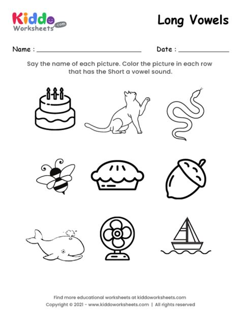 printable long vowels worksheet  kiddoworksheets