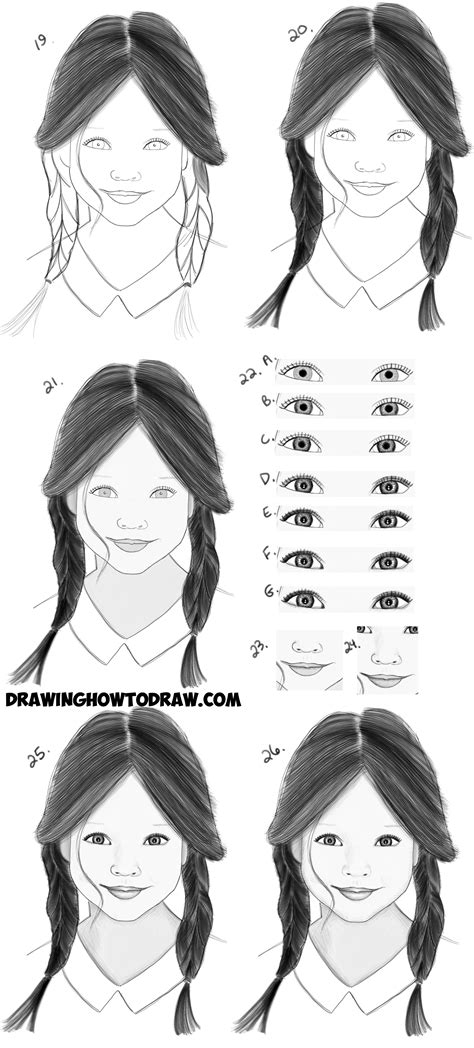 draw  realistic cute  girls facehead step  step