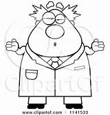 Scientist Clipart Shrugging Careless Chubby Male Cartoon Cory Thoman Vector Outlined Coloring Royalty Clueless sketch template