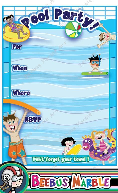 pool party invitation printable digital     splash