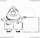 Chubby Veterinarian Doctor Male Sign Happy Clipart Cartoon Outlined Coloring Vector Cory Thoman sketch template