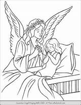 Guardian Praying Catholic Thecatholickid Bedtime Children sketch template
