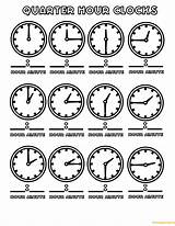Clock Quarter Hours Coloring Pages Six Past Color Coloringpagesonly sketch template