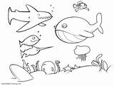 Coloring Sea Under Pages Simple Drawing Kids Printable sketch template
