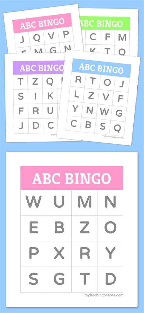 printable bingo cards alphabet bingo kids abc  abc alphabet