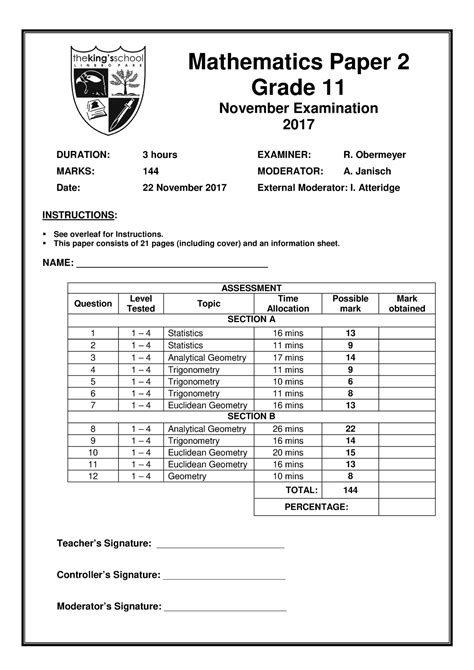 grade  nov exams paper   mathematics paper  grade  november