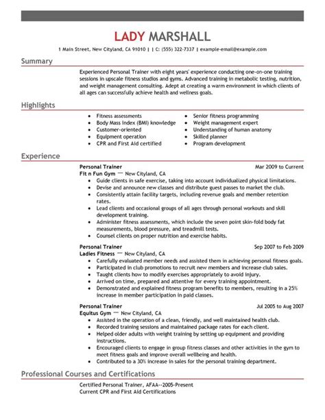 personal training resume template business