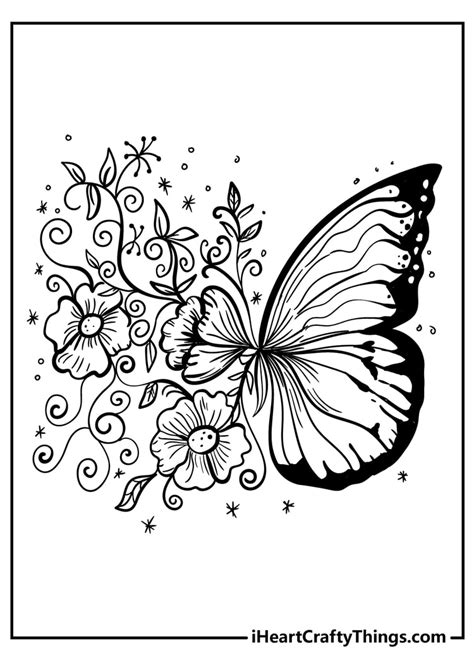 flower  butterflies coloring pages