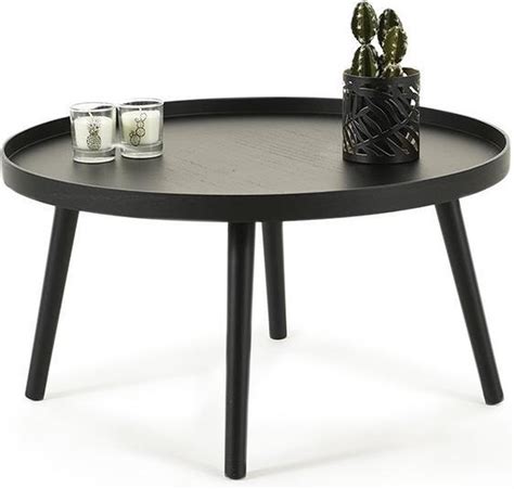 lifa living salontafel rond modern zwart mdf hout bijzettafel  cm   bolcom
