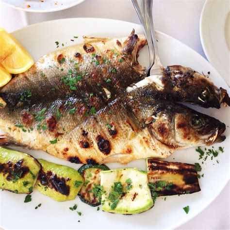 Mediterranean Diet Grilled Whole Sea Bass And Grilled Veg Paleo