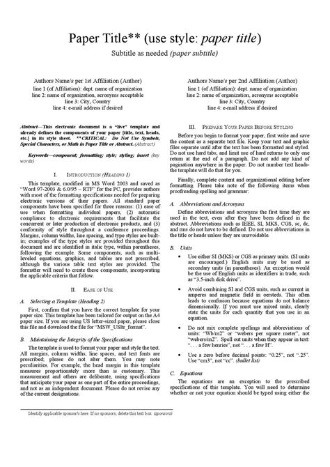 ieee format  word document  additional   formatting
