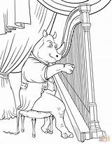 Coloring Rhinoceros Harp Playing Pages sketch template