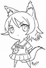 Chibi Wolf Coloring Pages Tsundere Getcolorings sketch template