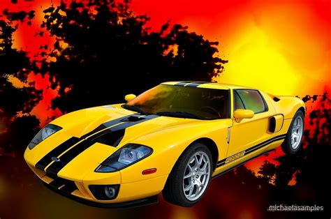 yellow ford gt  michaelasamples redbubble