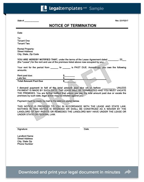 sample eviction letter  tenant  letter template collection