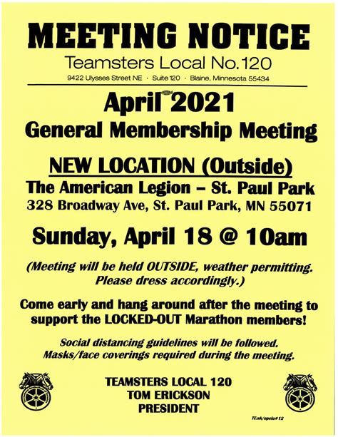 teamsters local  april general membership meeting teamsters local