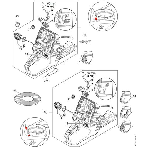 stihl ms  chainsaw ms    parts diagram tank housing