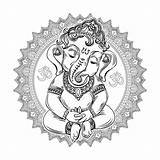 Ganesha Colorare Disegni Ganesh Adulti Hindu Ornate Tatuaggi sketch template