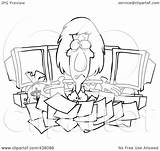 Tax Documents Buried Businesswoman Toonaday Royalty Computers Outline Illustration Cartoon Rf Clip 2021 sketch template