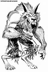Loup Garou Coloriage Werewolf Horror Monsters Werewolves Coloriages Creatures Baugh Dibujo sketch template