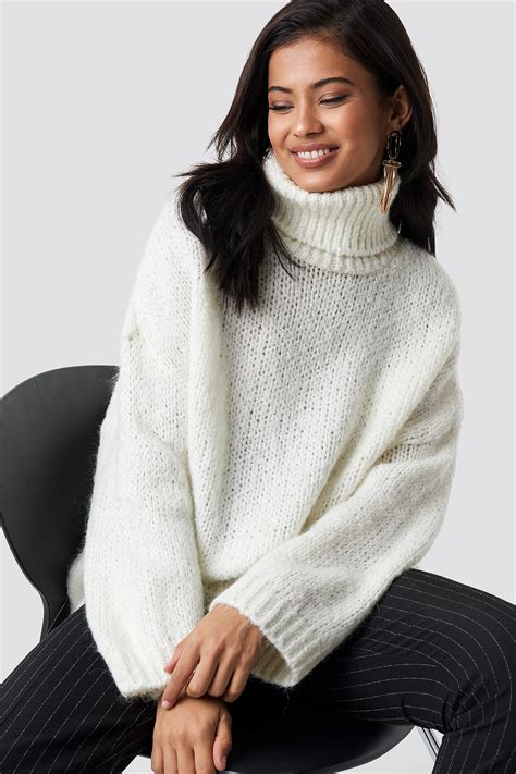 High Neck Knitted Sweater Hvid Na