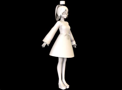 3d model anime girl low poly character 6 vr ar low poly rigged