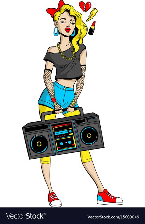 woman in cartoon 80s 90s pop art comic style vector image