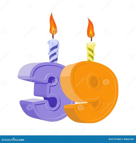 jaar verjaardags aantal met feestelijke kaars voor vakantiecake vector illustratie