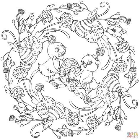 easter mandala  chickens  eggs coloring page  printable