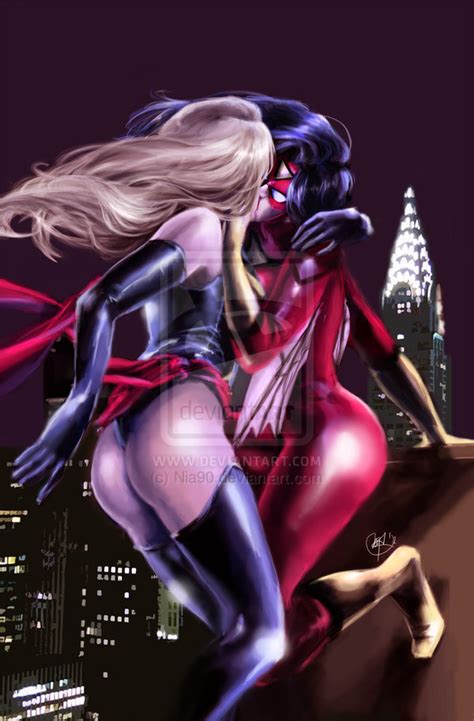 Ms Marvel And Spider Woman Kiss Avengers Lesbian Porn